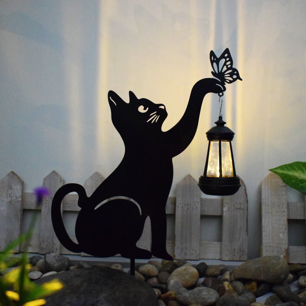 Playful Cat Silhouette Solar Lantern - EireGuard