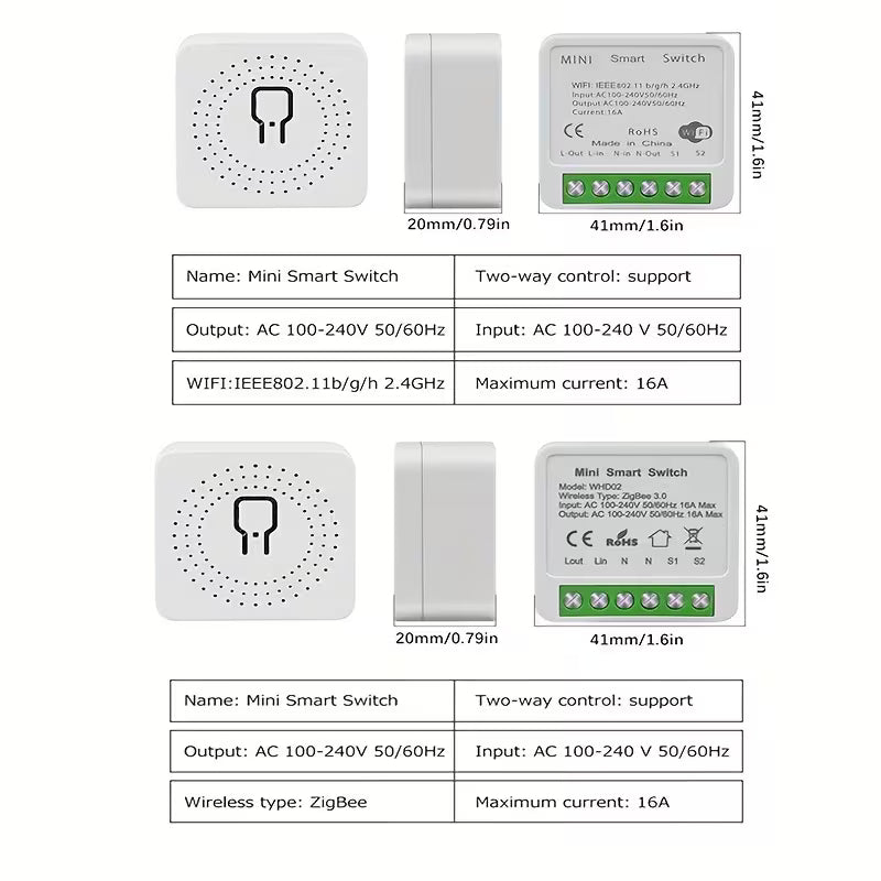 Wifi/Zigbee Tuya Smart Life Mini Switch 16A