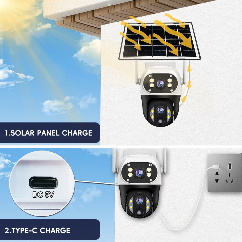 EireGuard Dual-Lens Solar PTZ Security Camera