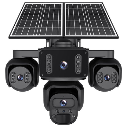EireGuard Pro 3-Lens Solar Security Camera (Black Edition)