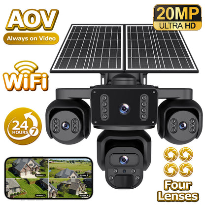 EireGuard Pro 3-Lens Solar Security Camera (Black Edition)
