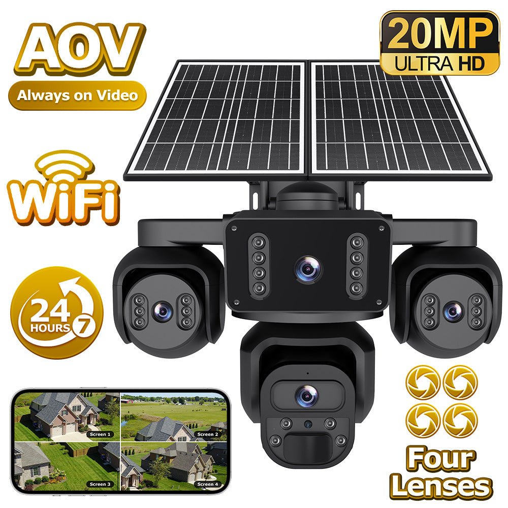 EireGuard Pro 3-Lens Solar Security Camera (Black Edition) - EireGuard