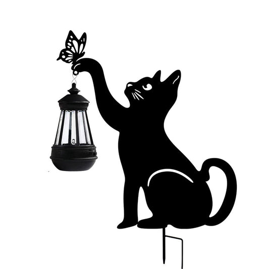 Playful Cat Silhouette Solar Lantern - EireGuard